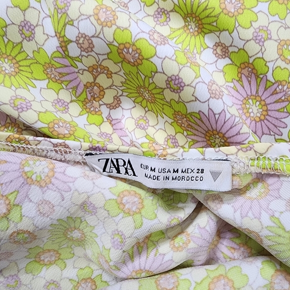 Zara Retro Flower Floral Slip Strappy Midi Dress Size Medium - Picture 5 of 8